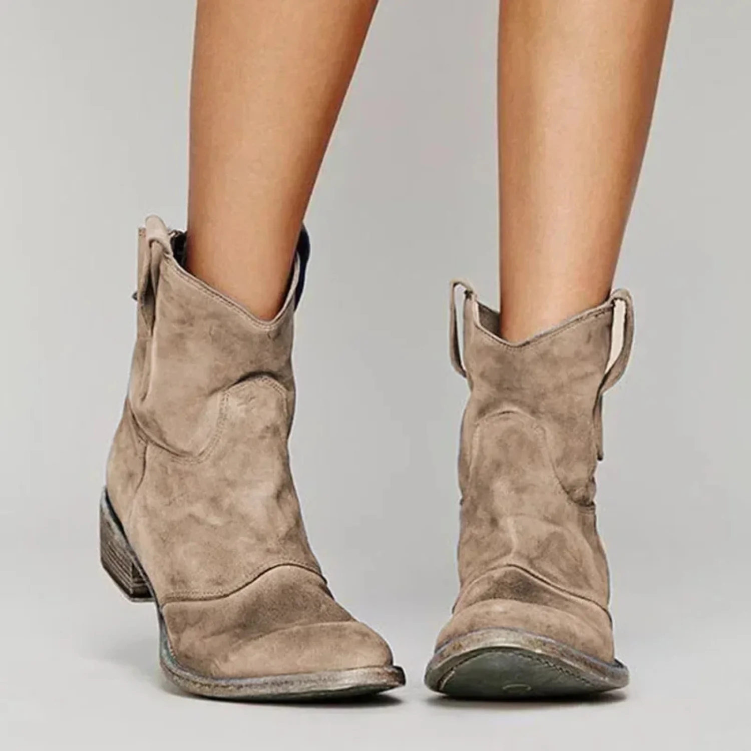 Women's Suede Western Ankle Boots