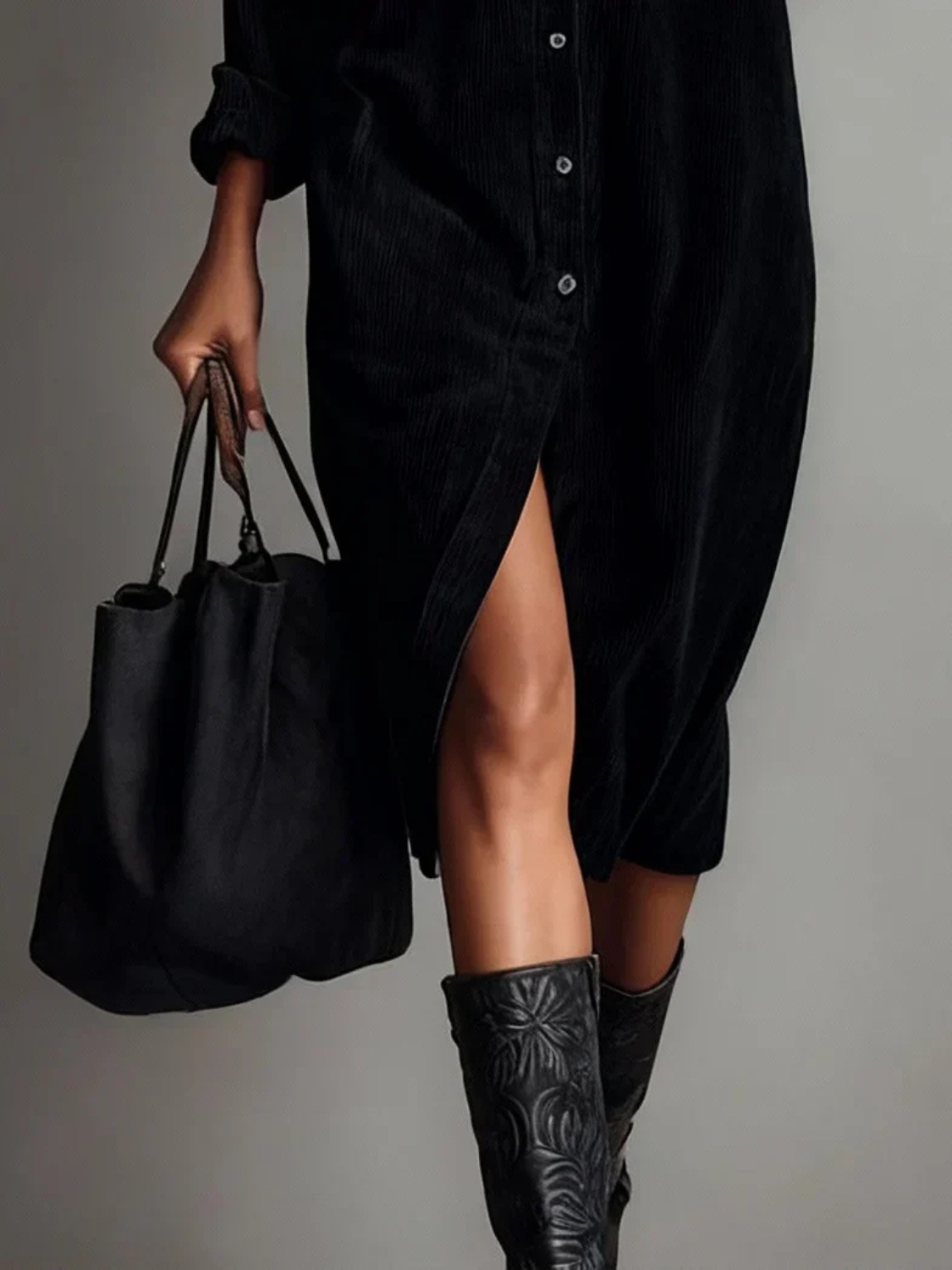 Women's Elegant Button-Up Midi Dress