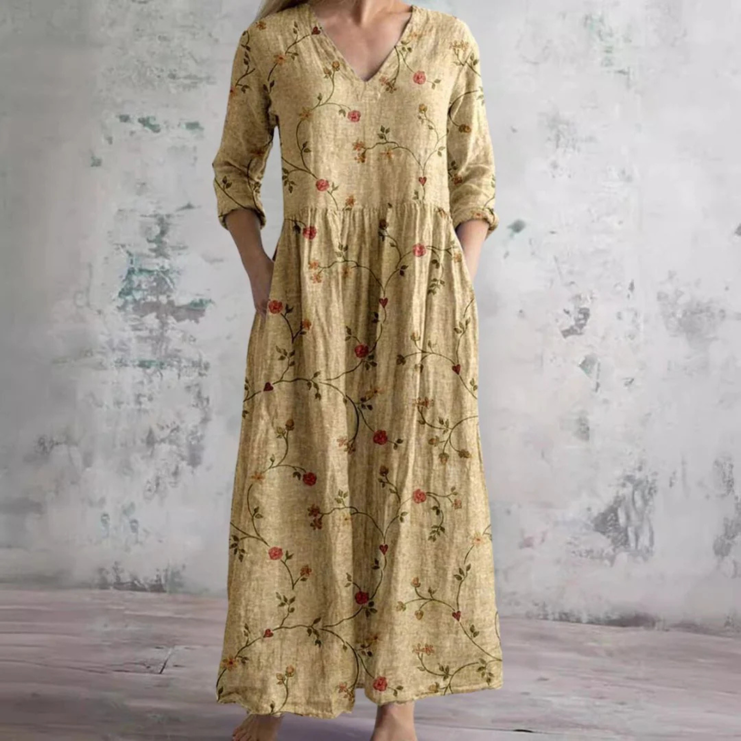 Women's Vintage Floral Print Maxi Dress