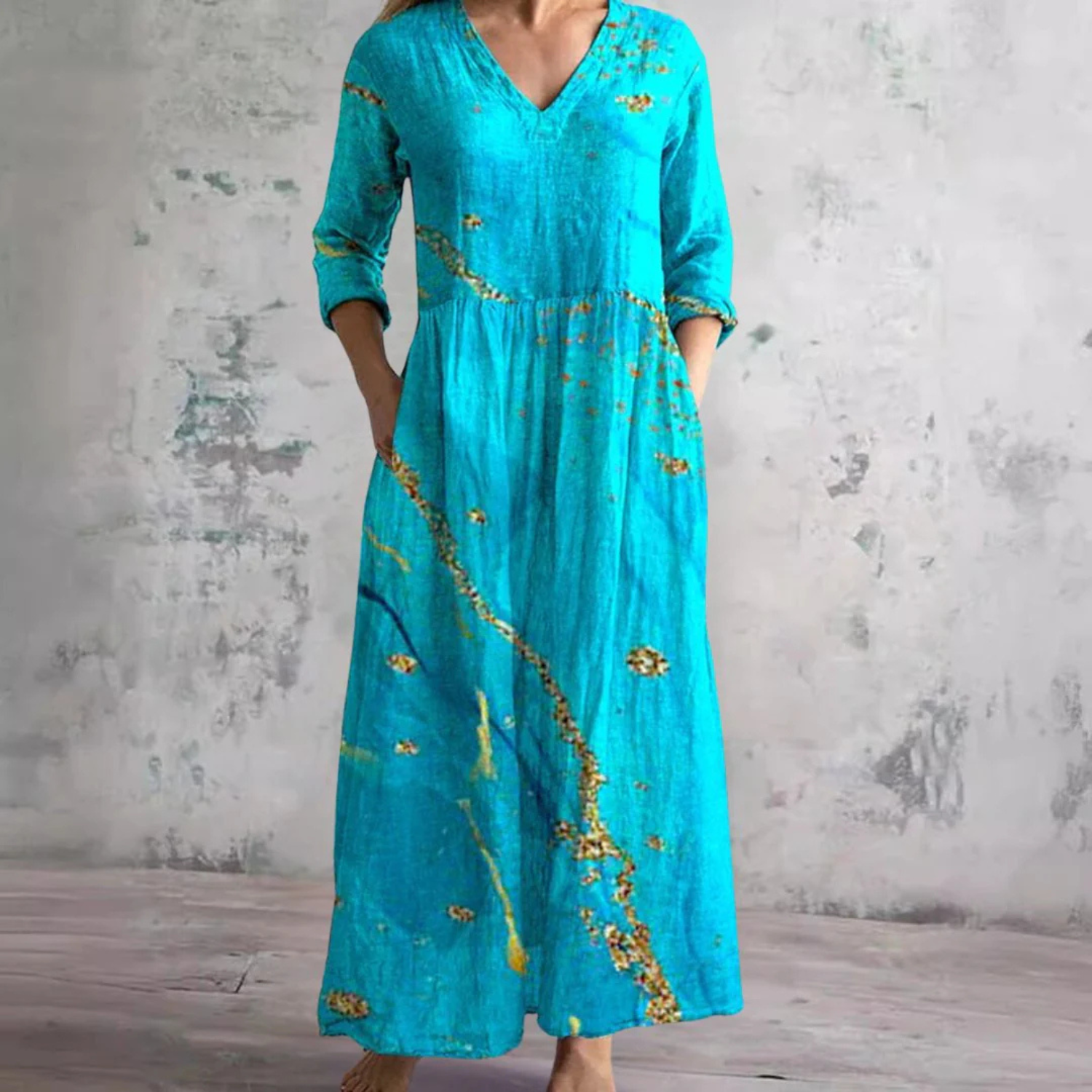 Women's Vintage Floral Print Maxi Dress