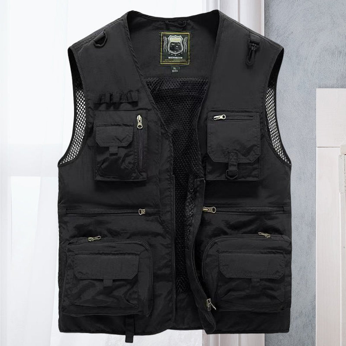 Men's Gilet Multi-Pocket Outdoor Zip-Up Vest - Black