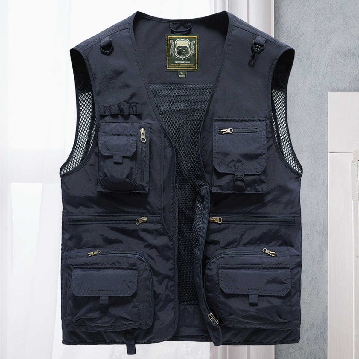Men's Gilet Multi-Pocket Outdoor Zip-Up Vest - Navy Blue