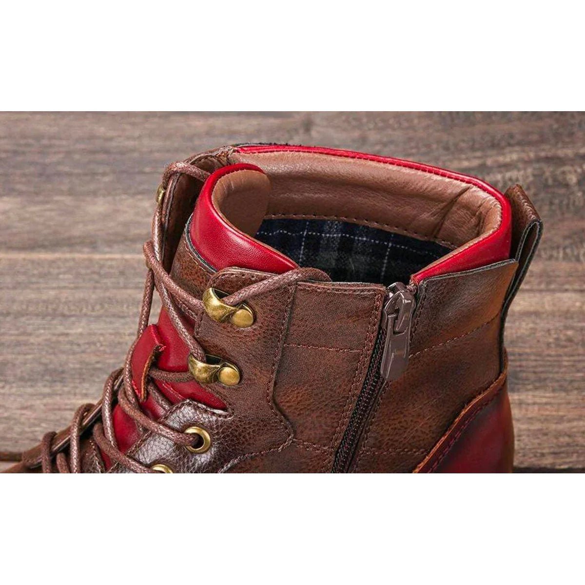 Men's Lace-Up Oxford Leather Ankle Boots Side Zip