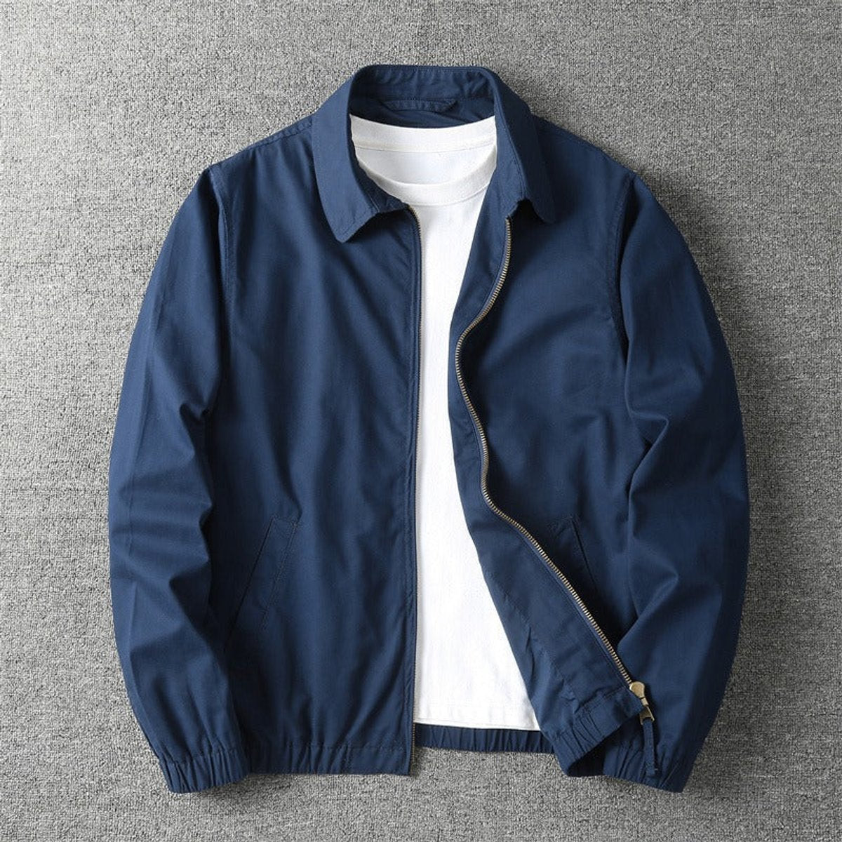 Men's Lightweight Zip-Up Bomber Mens Winter Coat Jacket - Navy