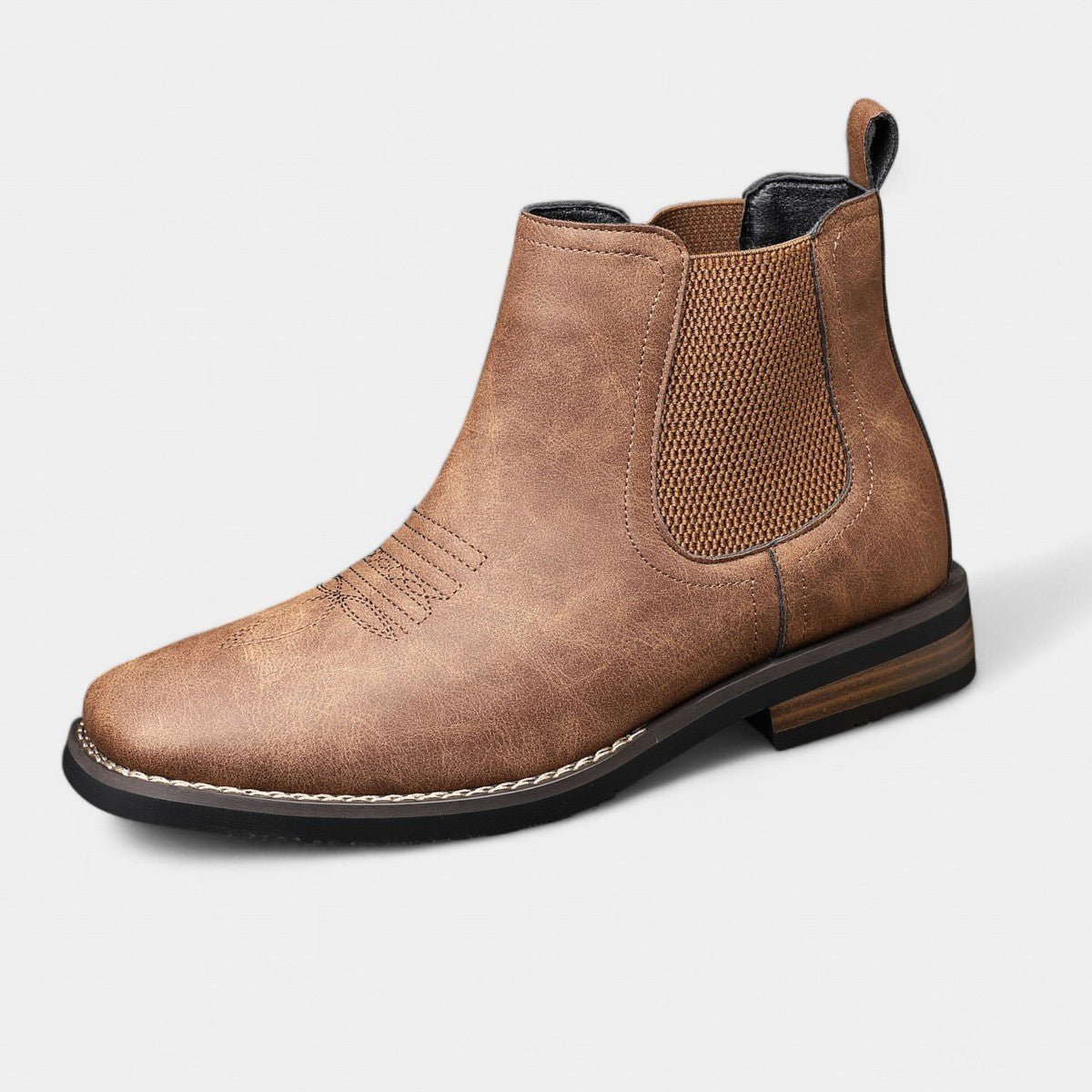 Men's Slip-On Chelsea Boots Square-Toe Western-Stitch