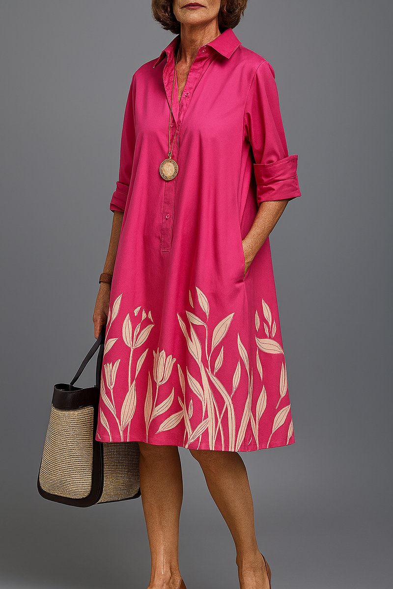 Women's Floral-Print A-Line Midi Cocktail Dress - Pink