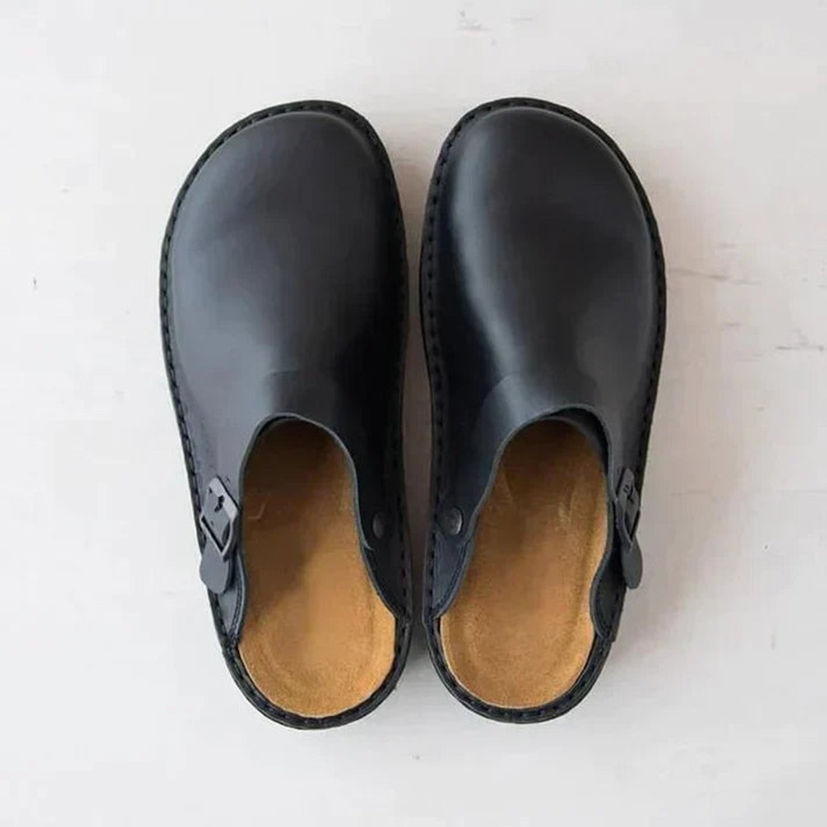 Women's Orthopedic Buckle-Strap Leather Slip-On Clogs