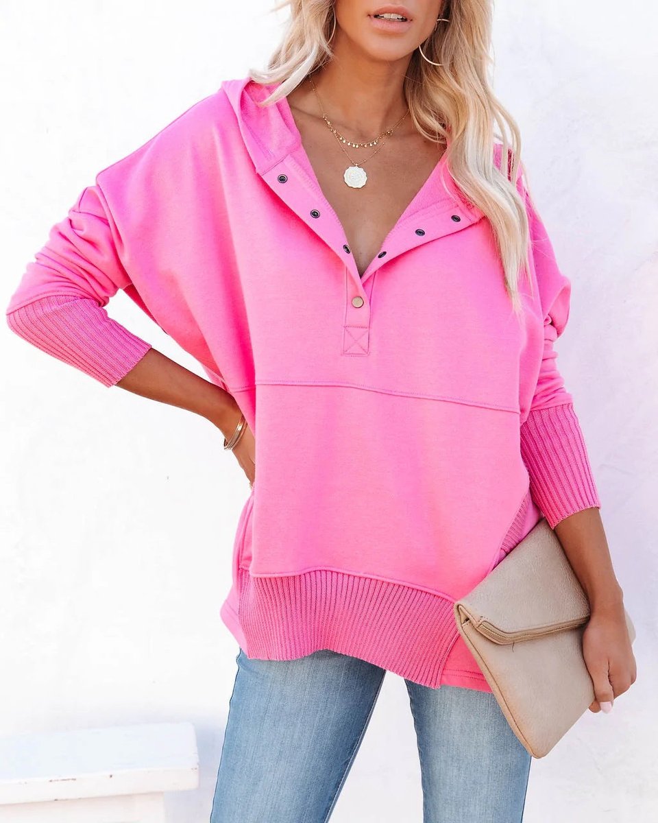 Women's Relaxed-Fit Hooded Long-Sleeve Polyester Tunic Sweatshirt
