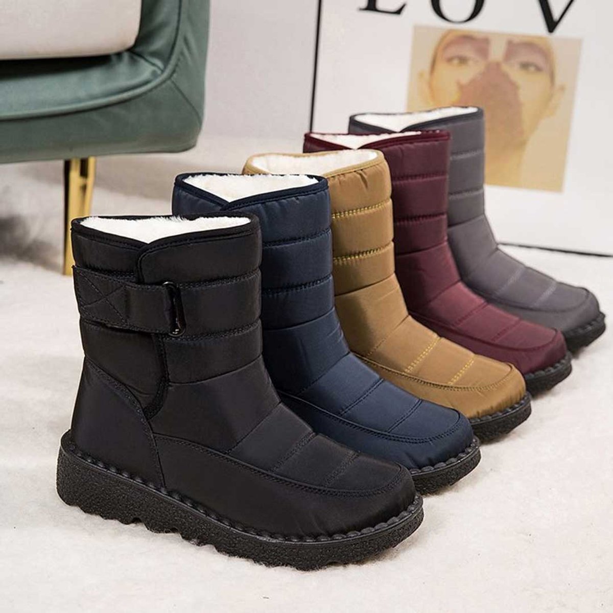 Women's Waterproof Insulated Mid-Calf Snow Boots Knee High Boots