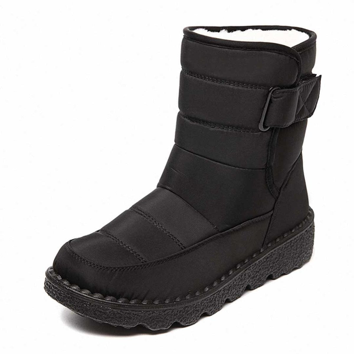 Women's Waterproof Insulated Mid-Calf Snow Boots Knee High Boots - Black