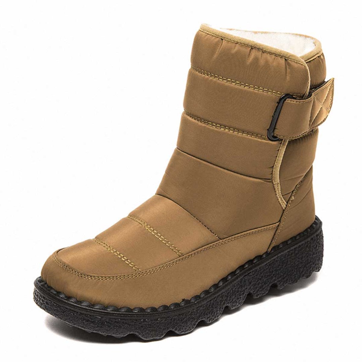 Women's Waterproof Insulated Mid-Calf Snow Boots Knee High Boots - Khaki