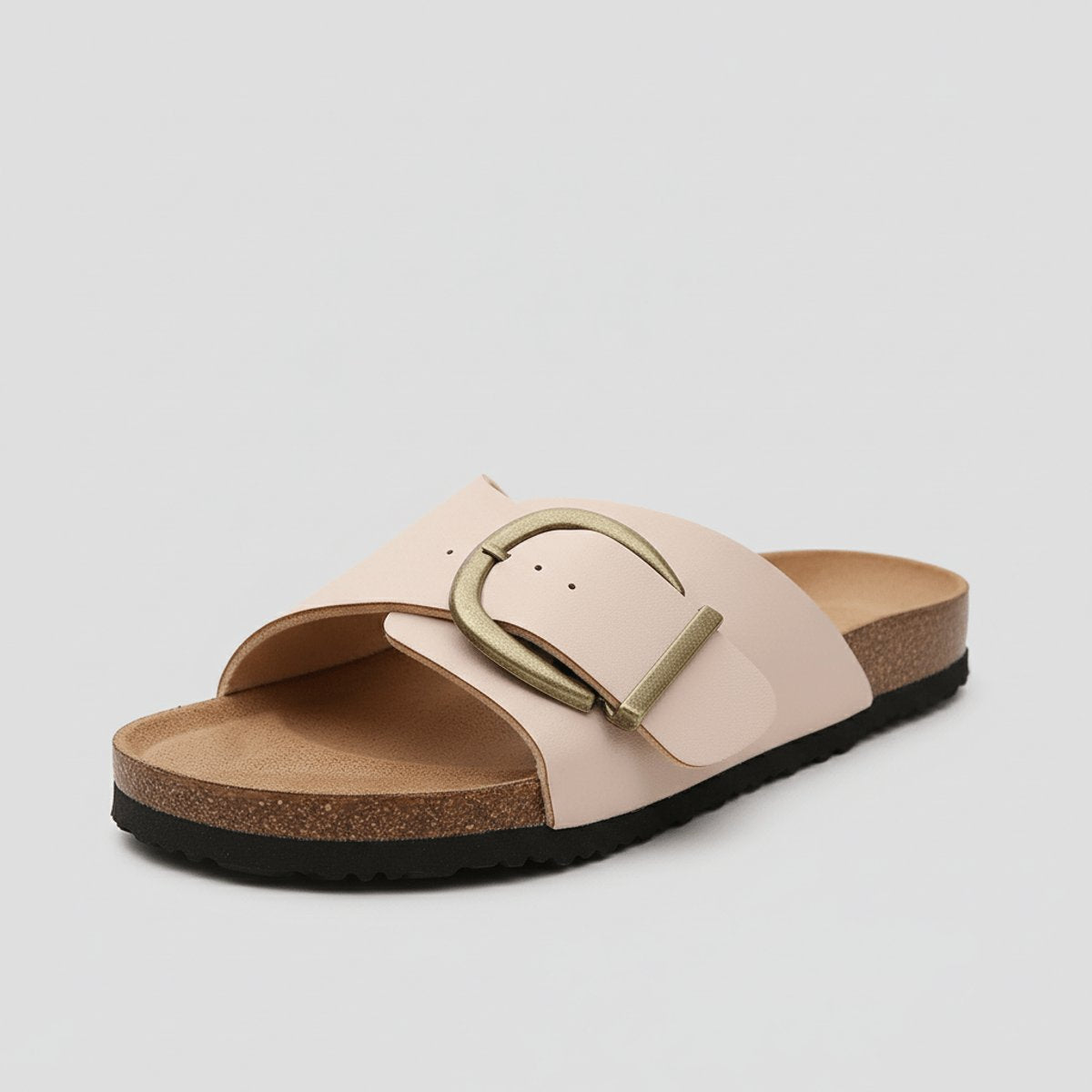 Women's Wide-Strap Buckle Slip-On Comfortable Sandals - Blush Pink